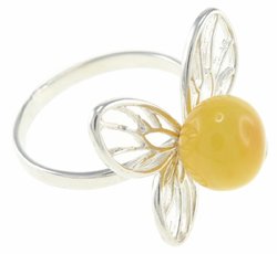 Каблучка з вставками бурштину «Метелик»